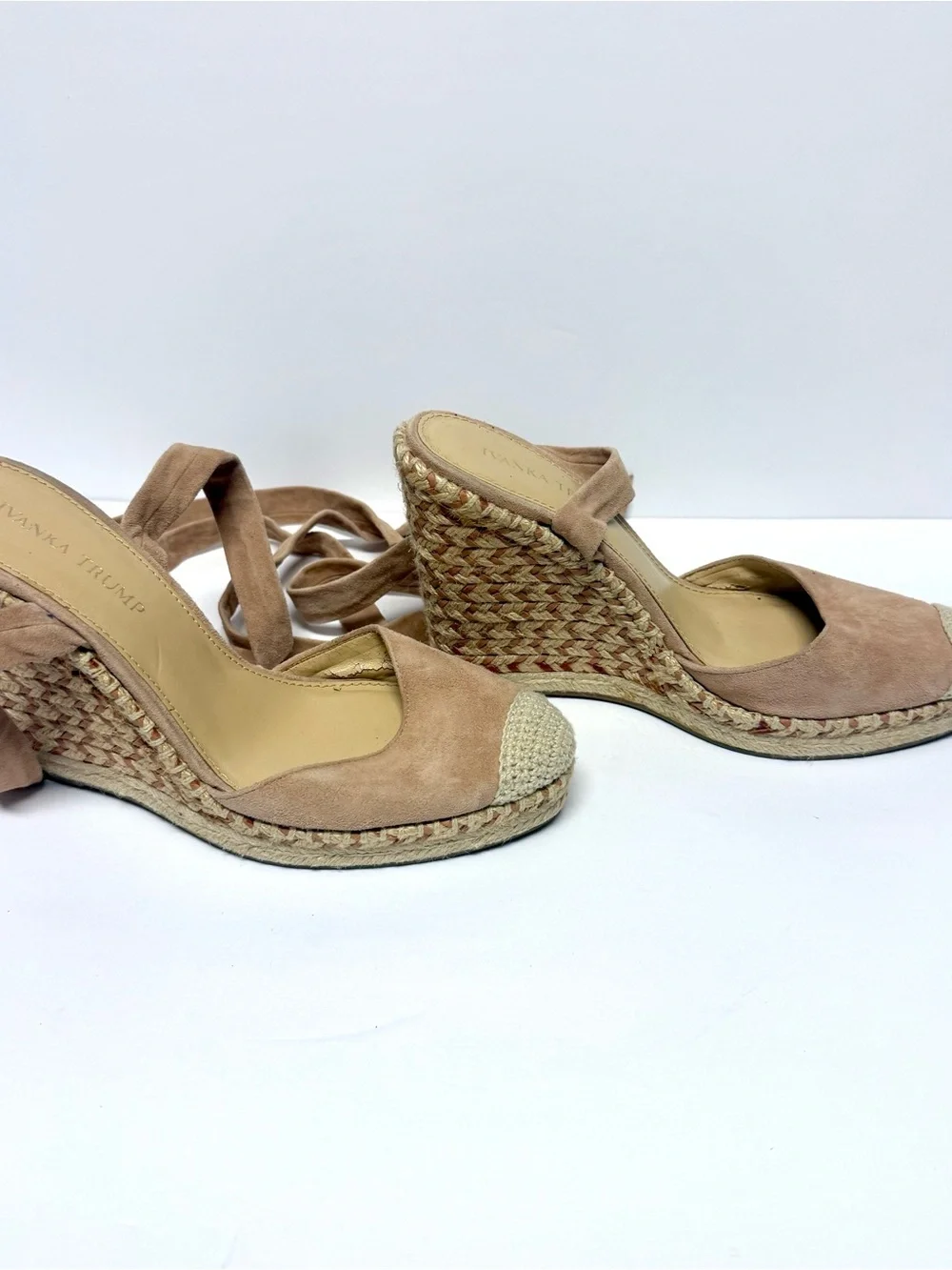 Women's Ivanka Trump 'Winikka' Rose Suede Espadrille Wedge Sandals Sz 9